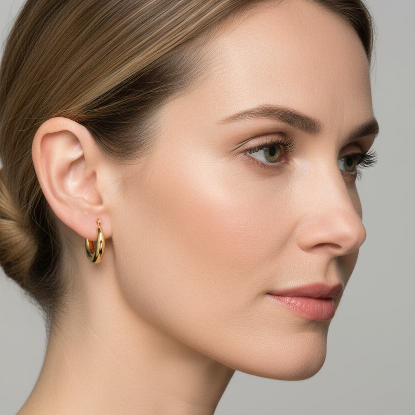 10k Yellow Gold Oval Hoop Earrings