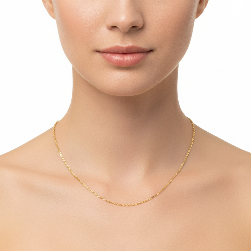 18k Yellow Gold Diamond Cut Cable Link Chain
