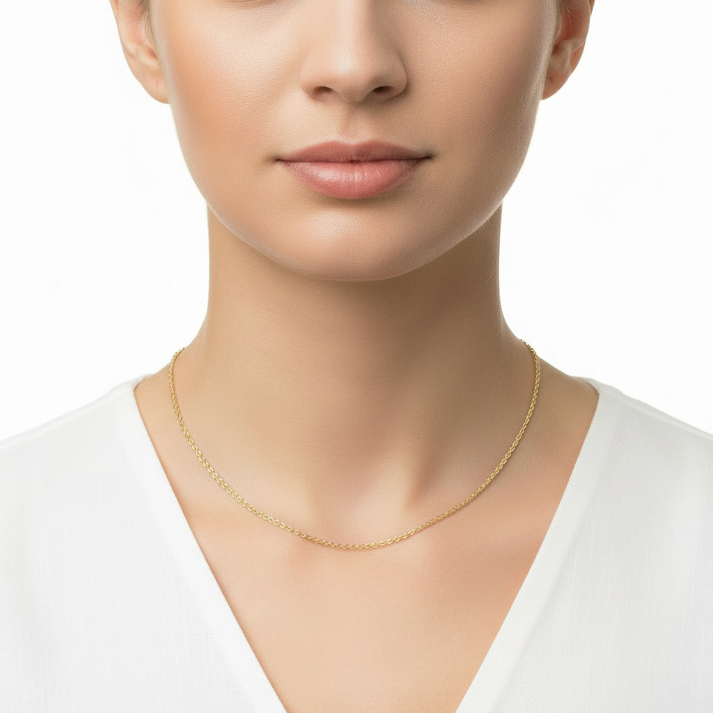 18k Yellow Gold Diamond Cut Cable Link Chain