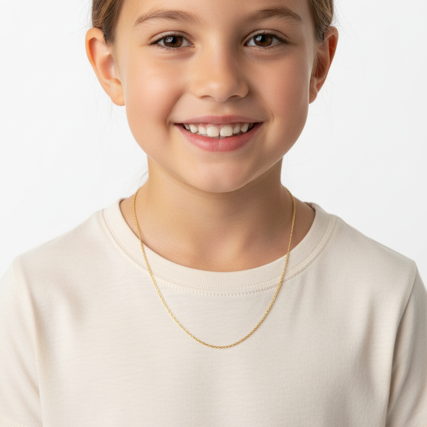 18k Yellow Gold Round Cable Link Chain