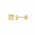 14K Yellow Gold Flat Back Square Earrings