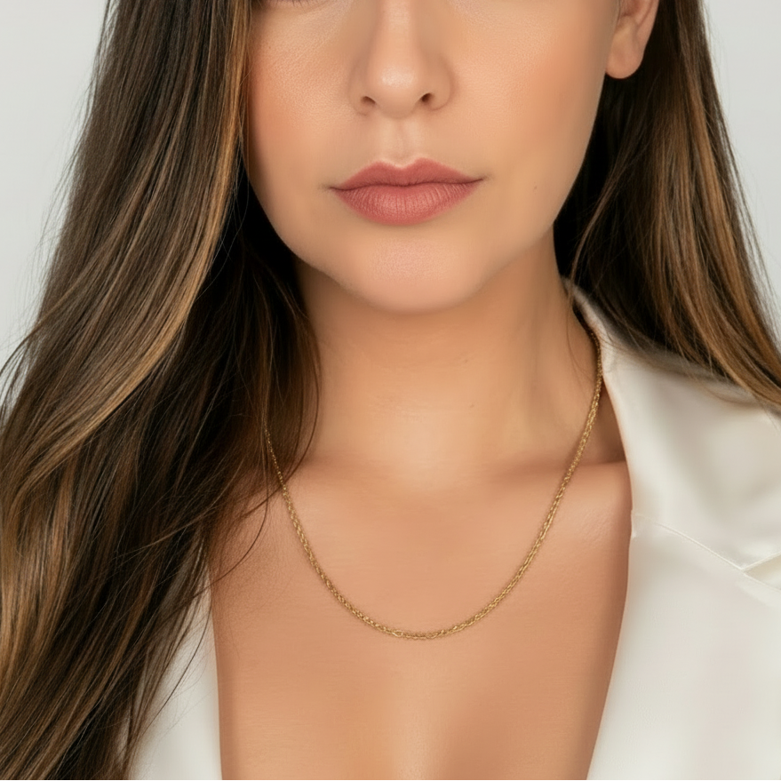 18k Yellow Gold Diamond Cut Cable Link Chain (1.90 mm)