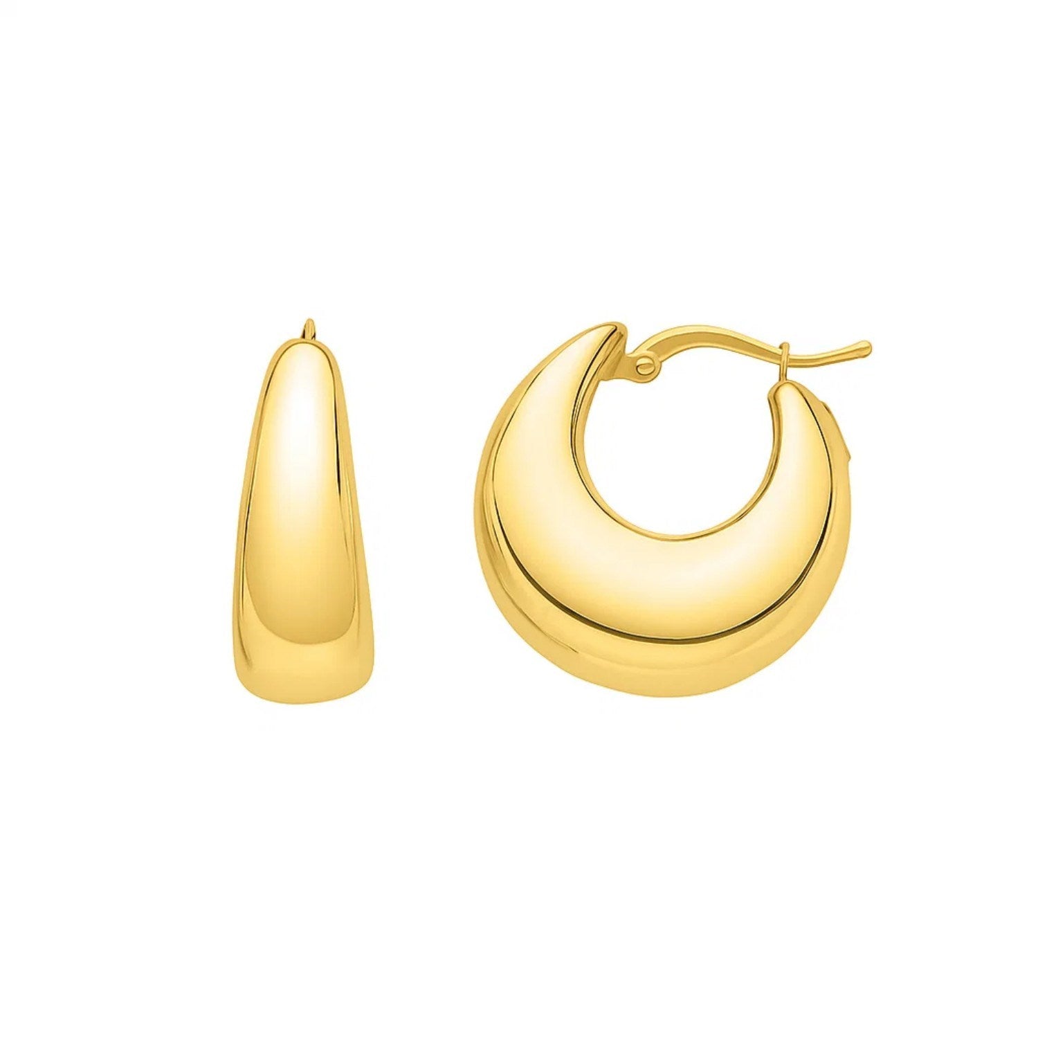 14k Yellow Gold Large Tapered Hoop Earrings