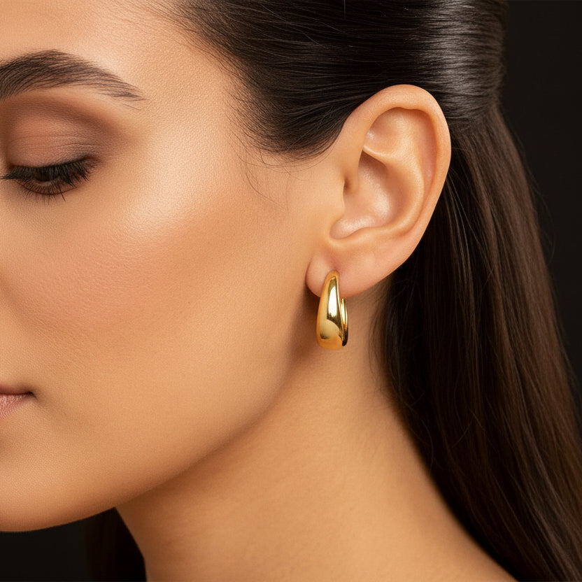 14k Yellow Gold Large Tapered Hoop Earrings
