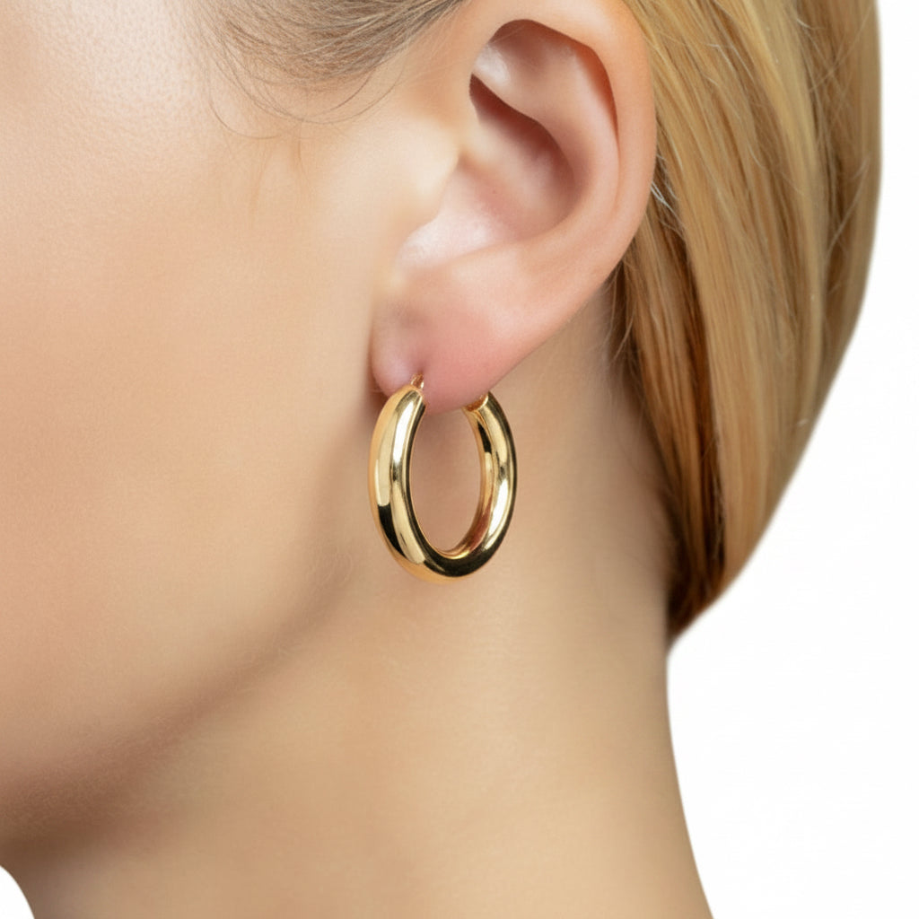 Small Wedding Hoops in 14K Yellow Gold