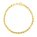 Pulsera de Oro Amarillo 14K Sólido Tipo Cuerda con Corte Diamantado – 4.00 mm
