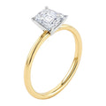 Anillo Solitario con Diamante, Talla Esmeralda en Oro 14K