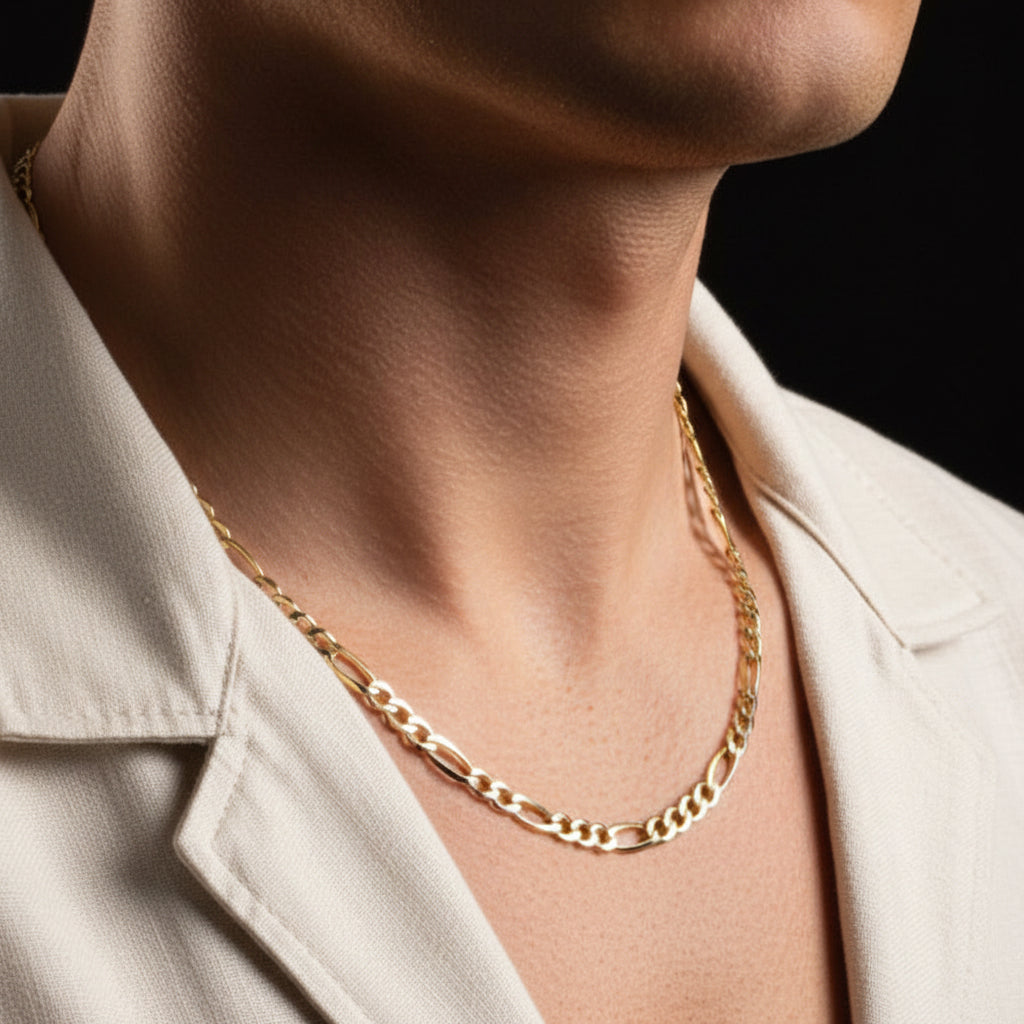 10K Yellow Gold Solid Figaro Chain