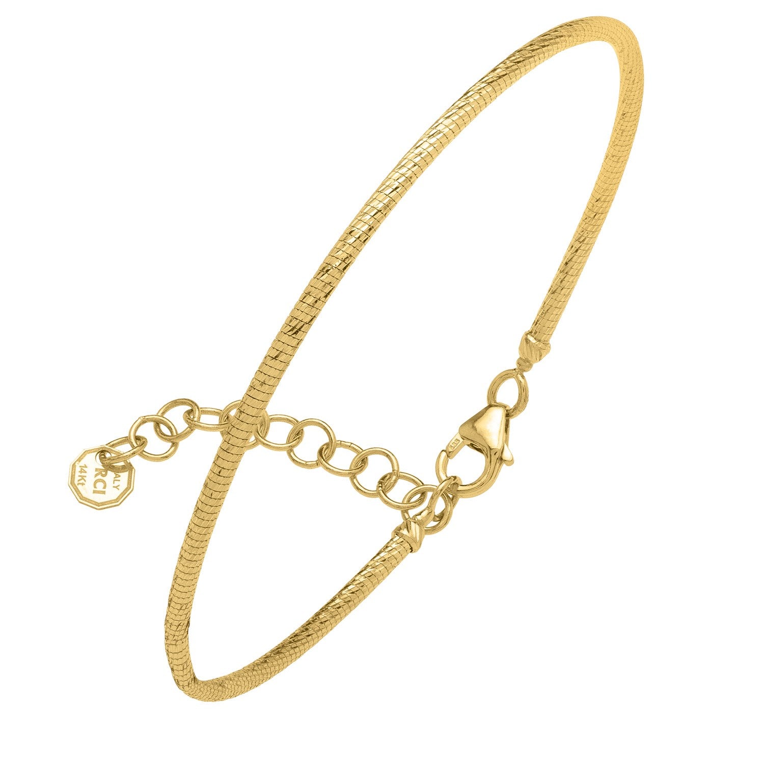 14K Yellow Gold Diamond Cut Stack Bangle Bracelet