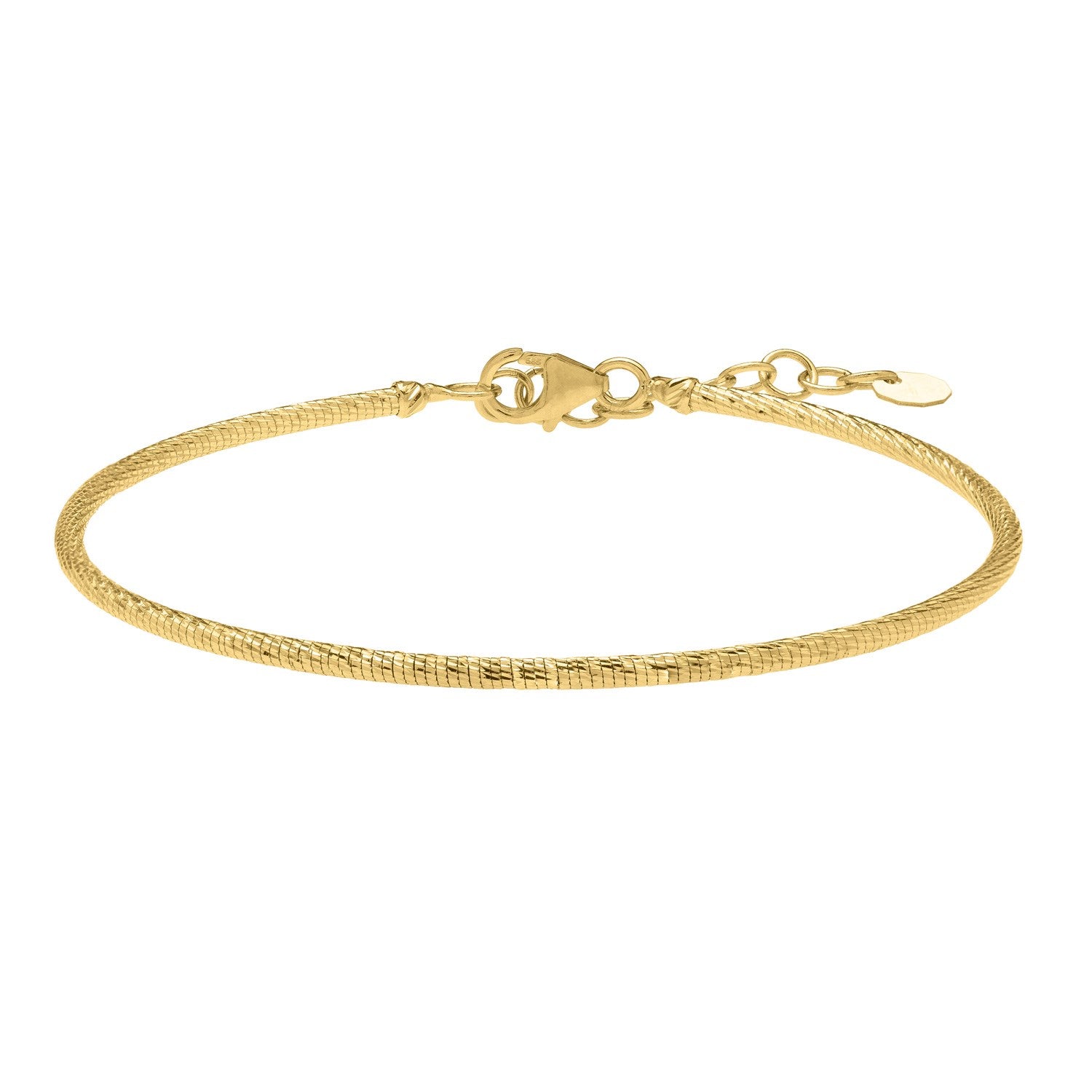 14K Yellow Gold Diamond Cut Stack Bangle Bracelet