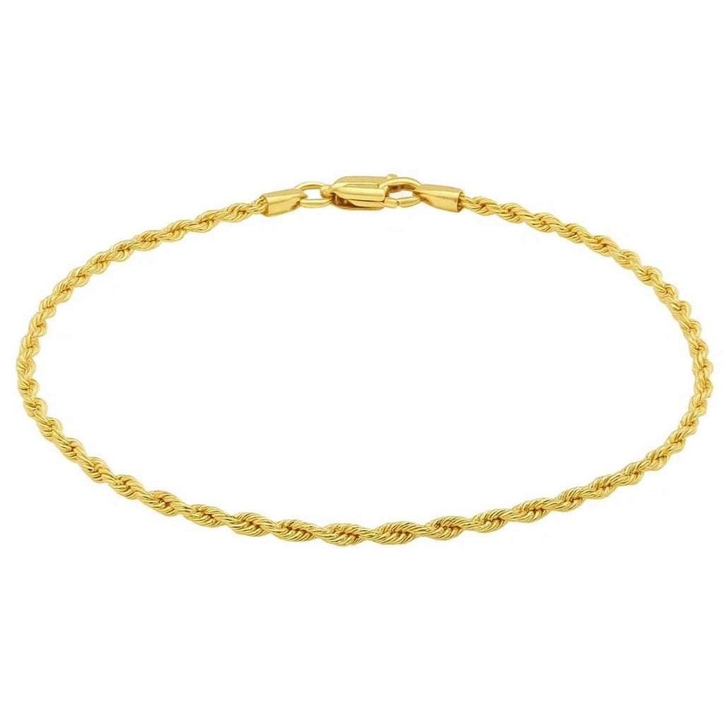 10k Yellow Gold Solid Diamond Cut Rope Bracelet