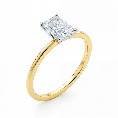 1 Carat Radiant Lab Grown IGI G/VS1 Diamond Solitaire Ring in 14K Yellow Gold