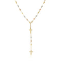 14k Tri-Color Gold Rosary Chain Necklace