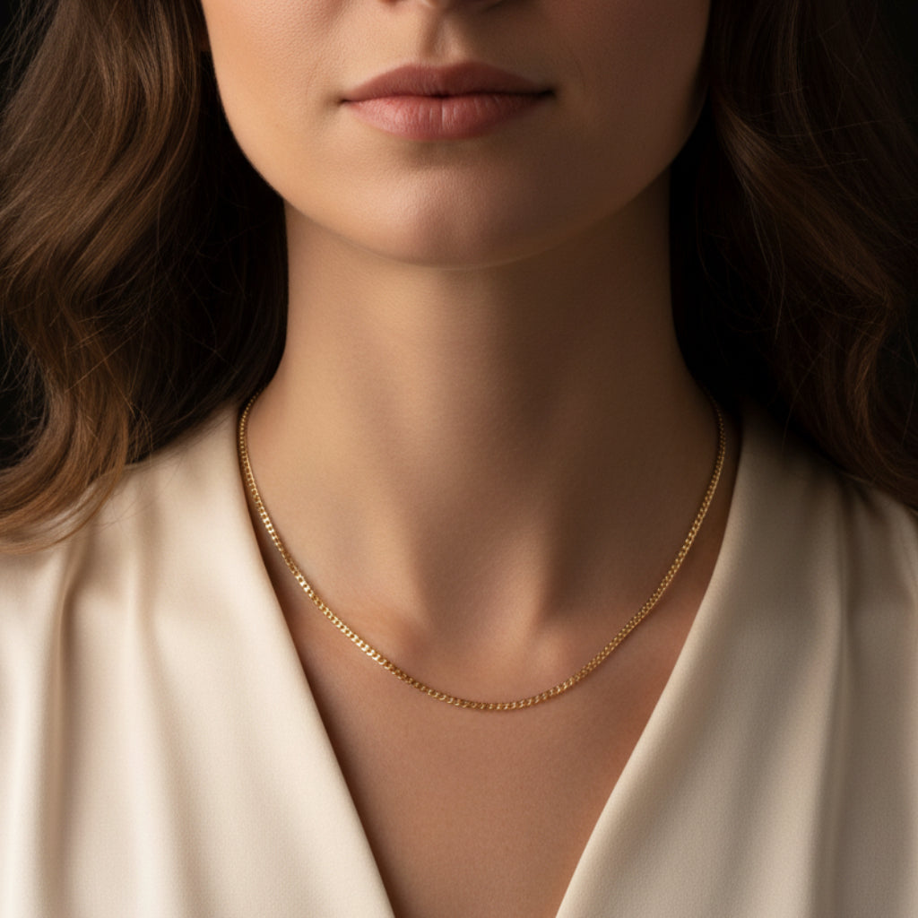 14k Yellow Gold Solid Curb Chain