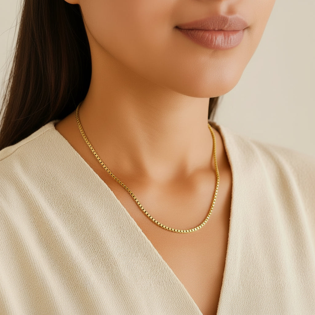 14k Yellow Gold Semi Solid Box Chain