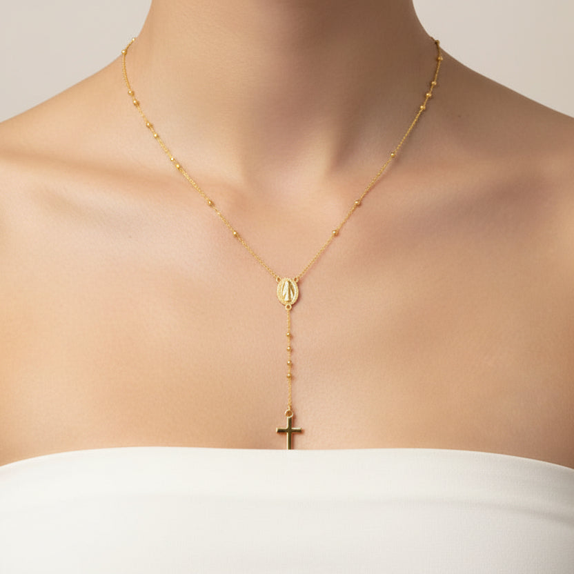 14k Yellow Gold Rosary Necklace