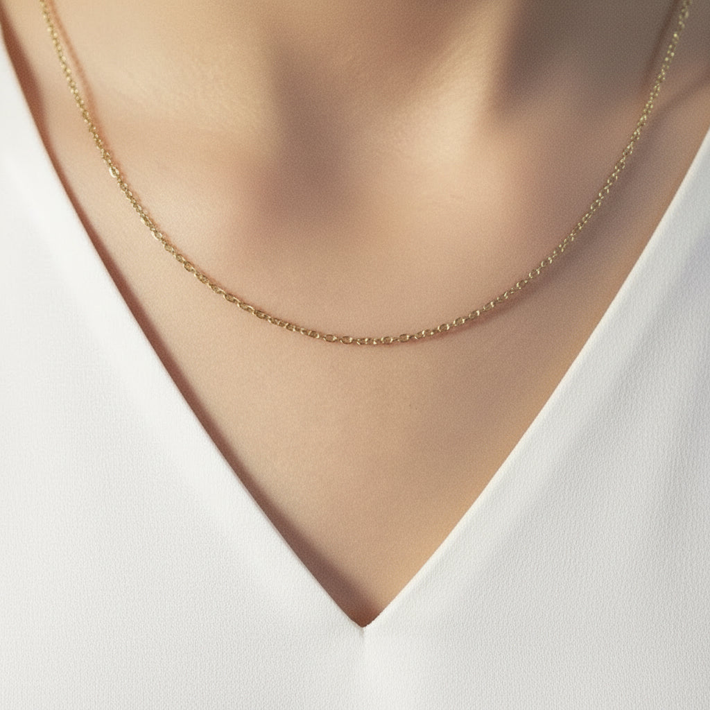 18k Yellow Gold Round Cable Link Chain