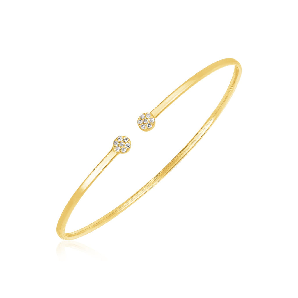 14k Yellow Gold High Polish Diamond Cluster Bangle