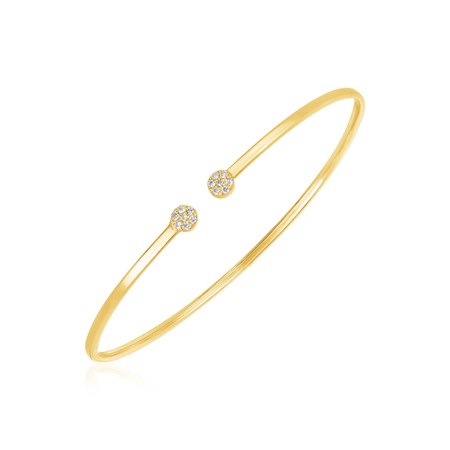 14k Yellow Gold High Polish Diamond Cluster Bangle