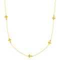 14k Yellow Gold Chain Necklace with Cross Stations