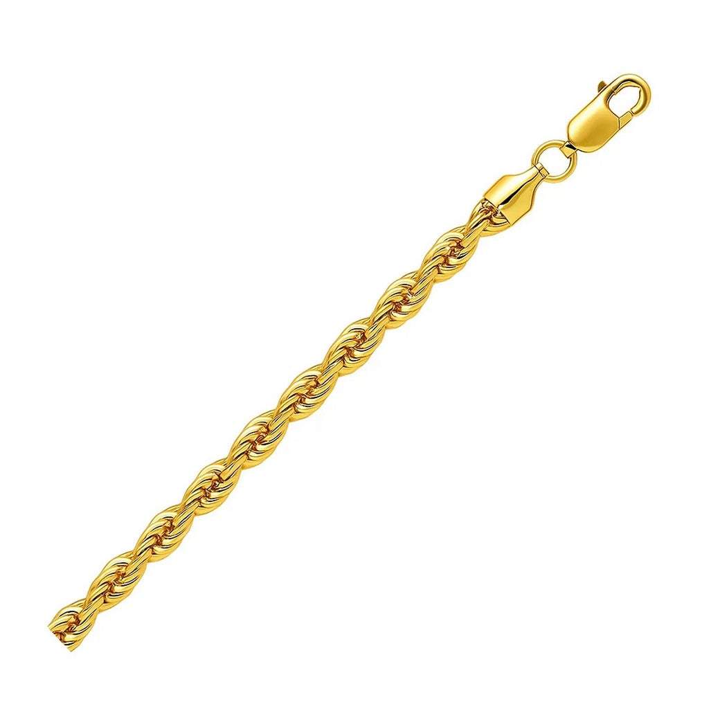 10K Yellow Gold Hollow Diamond Cut Rope Chain
