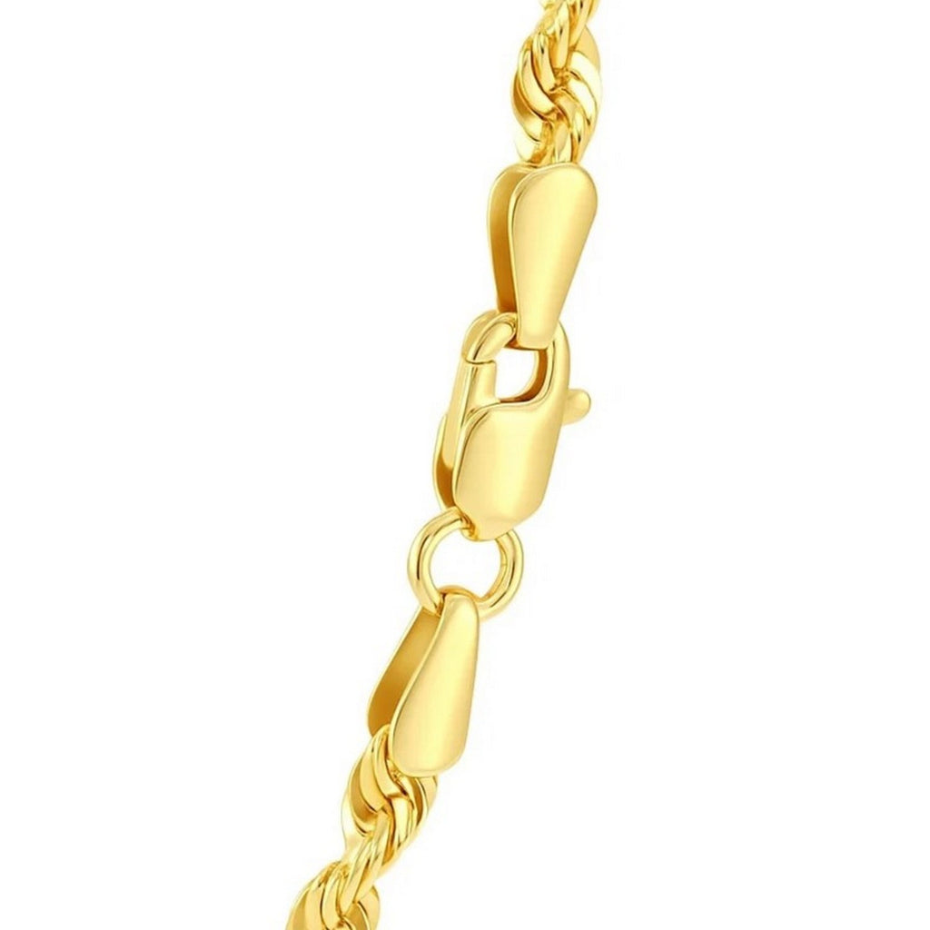 10K Yellow Gold Hollow Diamond Cut Rope Chain