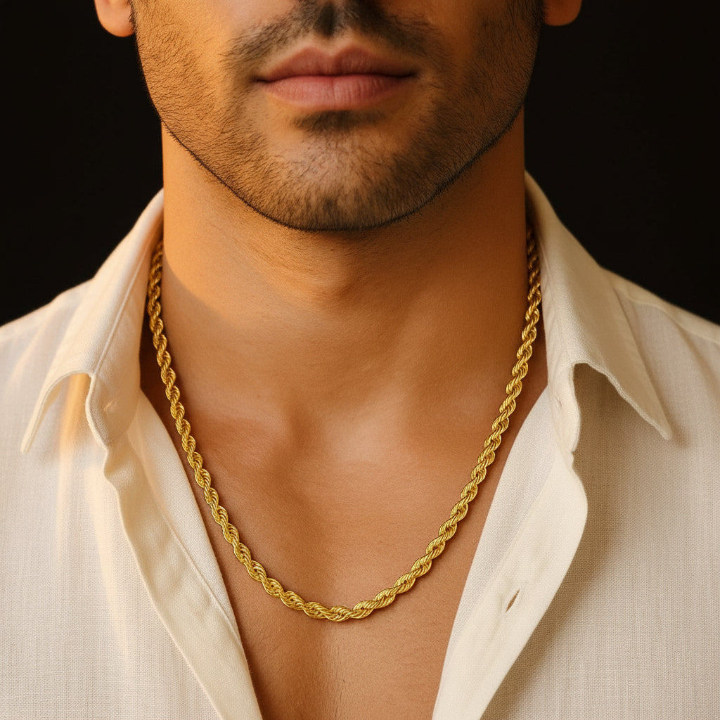10K Yellow Gold Hollow Diamond Cut Rope Chain