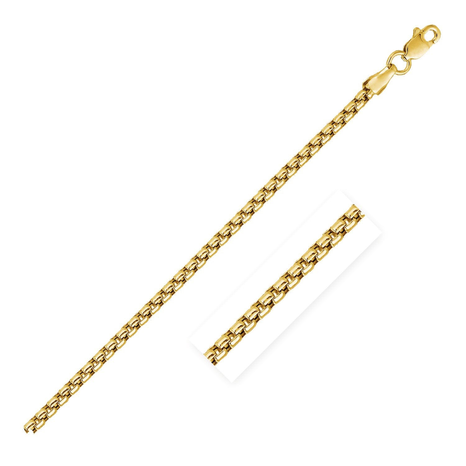 14k Yellow Gold Solid Round Box Chain