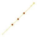 14k Yellow Gold Childrens Bracelet with Enameled Strawberries(1.00 mm)