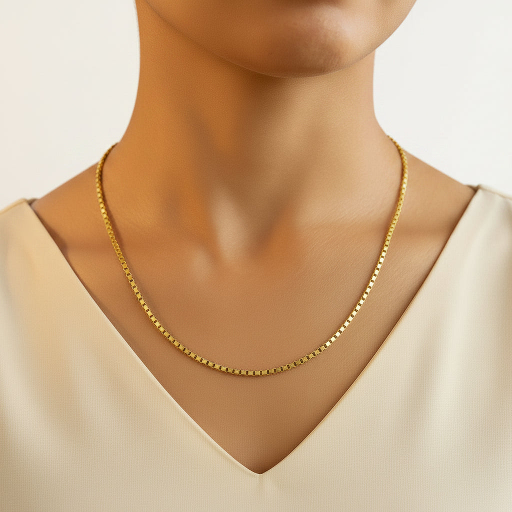 14k Yellow Gold Semi Solid Box Chain