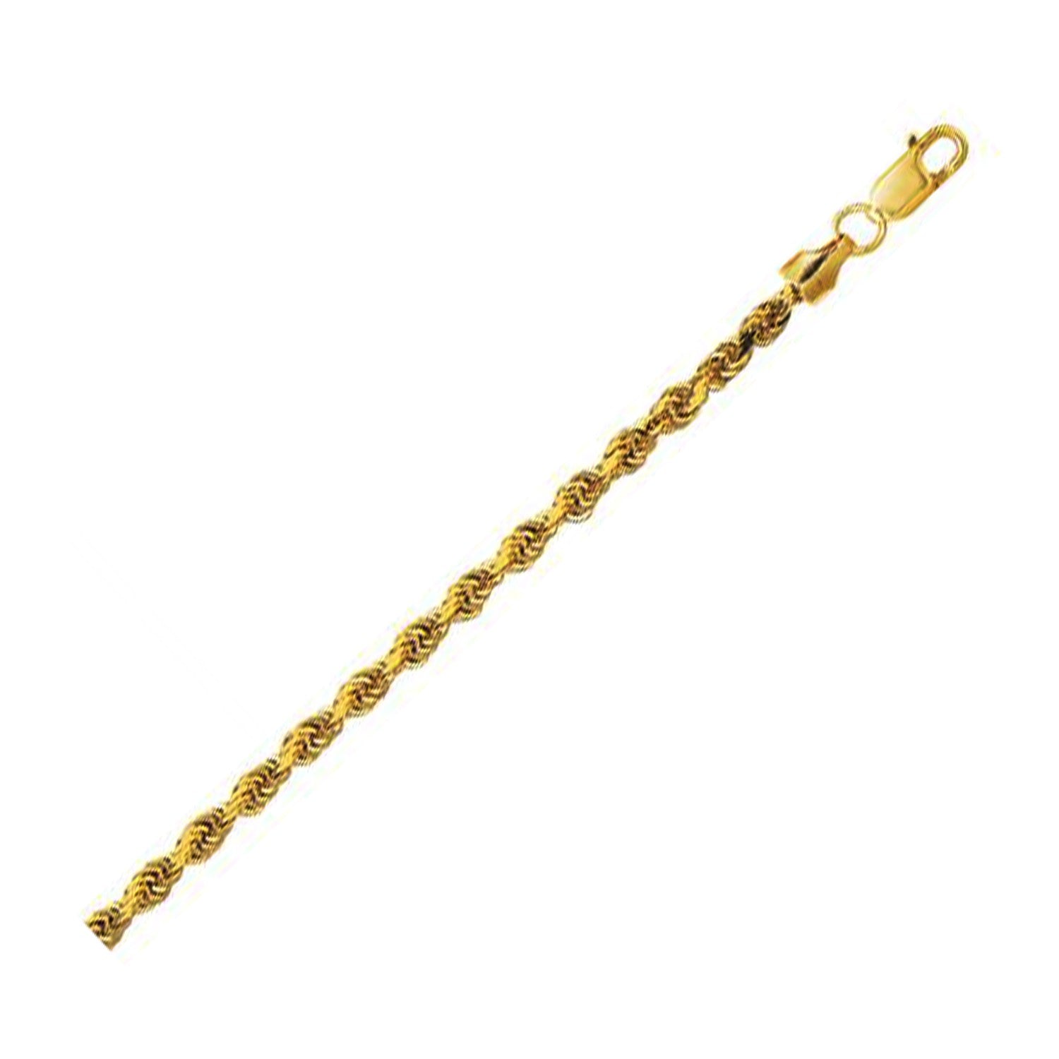 14K Yellow Gold Hollow Diamond Cut Rope Chain