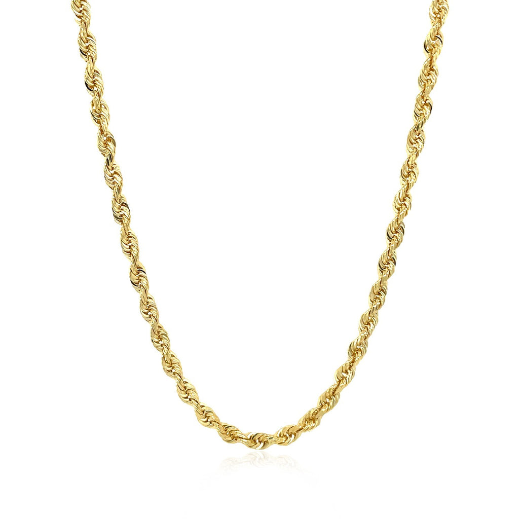 14K Yellow Gold Hollow Diamond Cut Rope Chain