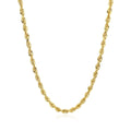 14K Yellow Gold Hollow Diamond Cut Rope Chain