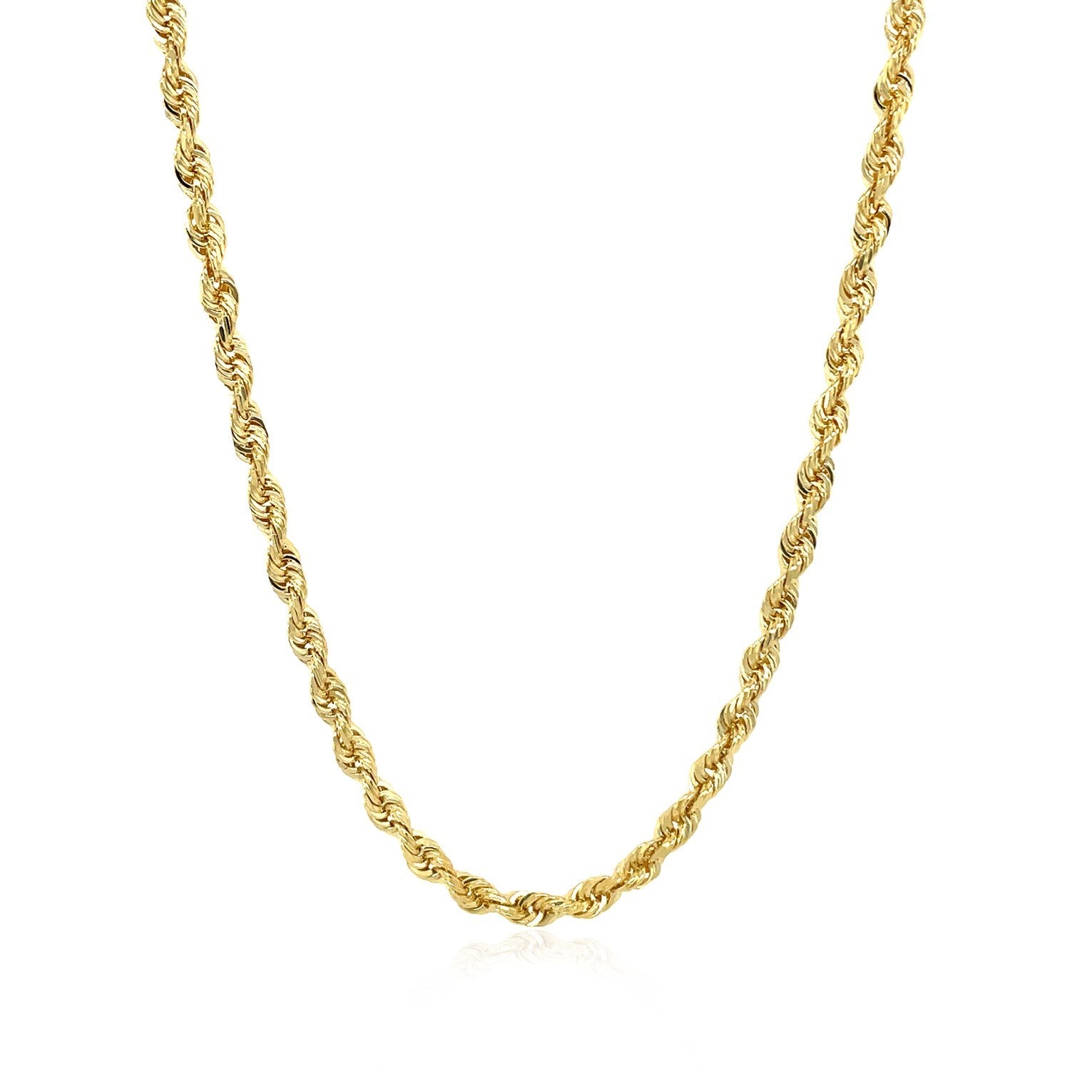14K Yellow Gold Hollow Diamond Cut Rope Chain