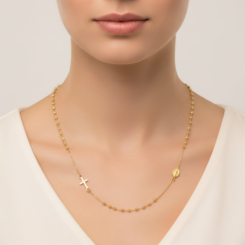14K Yellow Gold Rosary Necklace