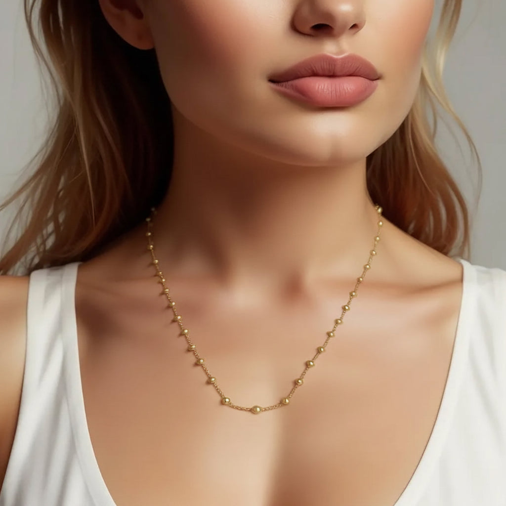 Layering Saturn Bead Necklace in 14K Yellow Gold