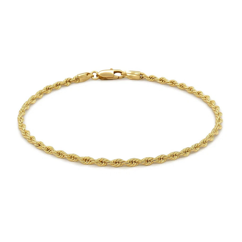 10k Yellow Gold Solid Diamond Cut Rope Bracelet