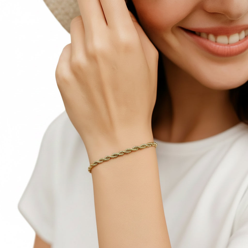 10k Yellow Gold Solid Diamond Cut Rope Bracelet