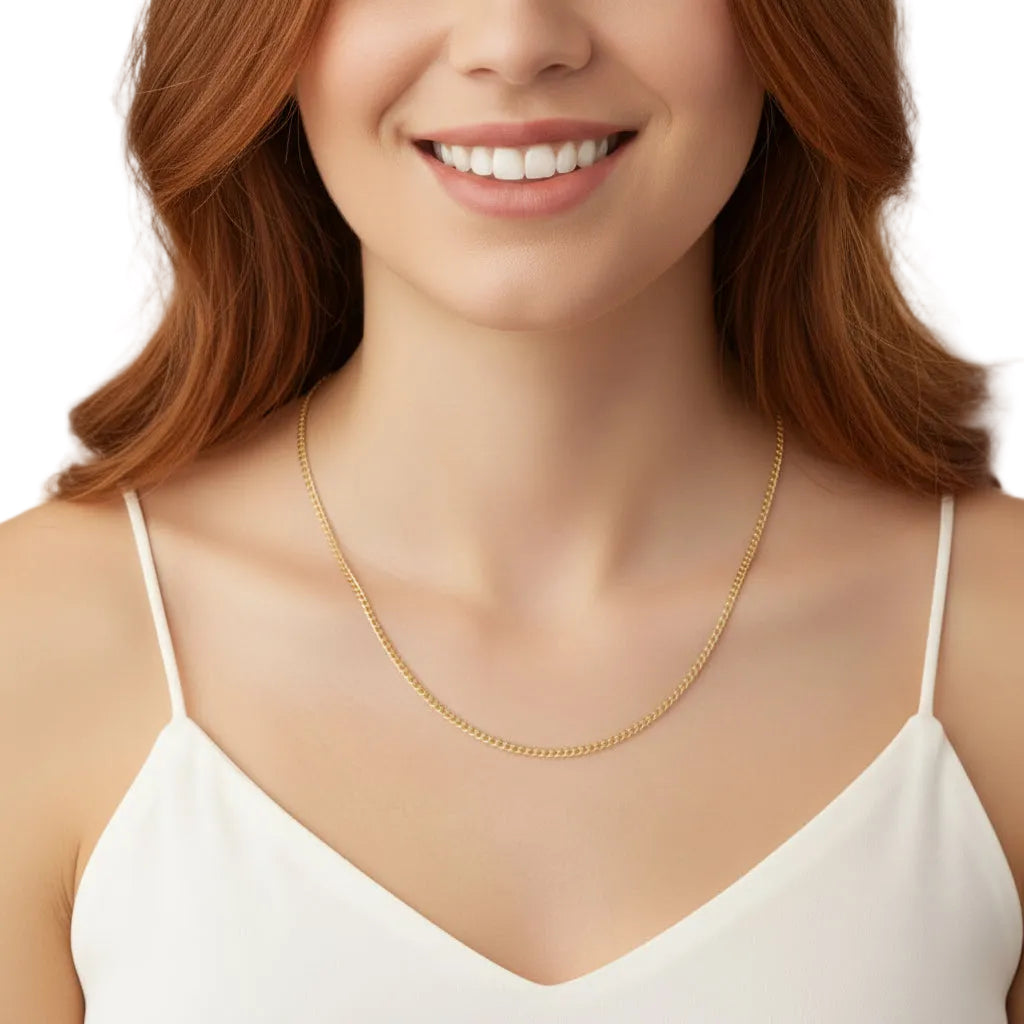 14k Yellow Gold Solid Curb Chain