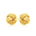 10k Yellow Gold Love Knot with Ridge Texture Earrings