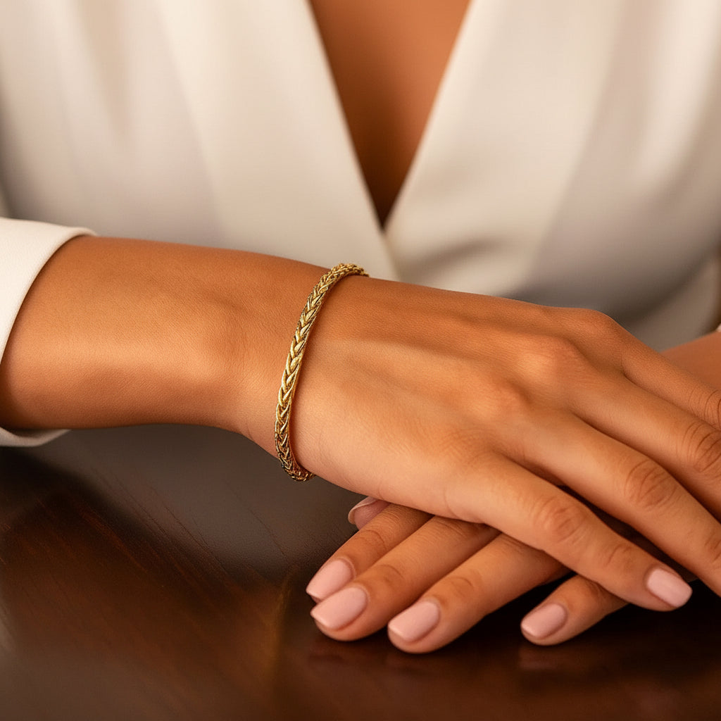 14k Yellow Gold Light Weight Wheat Bracelet