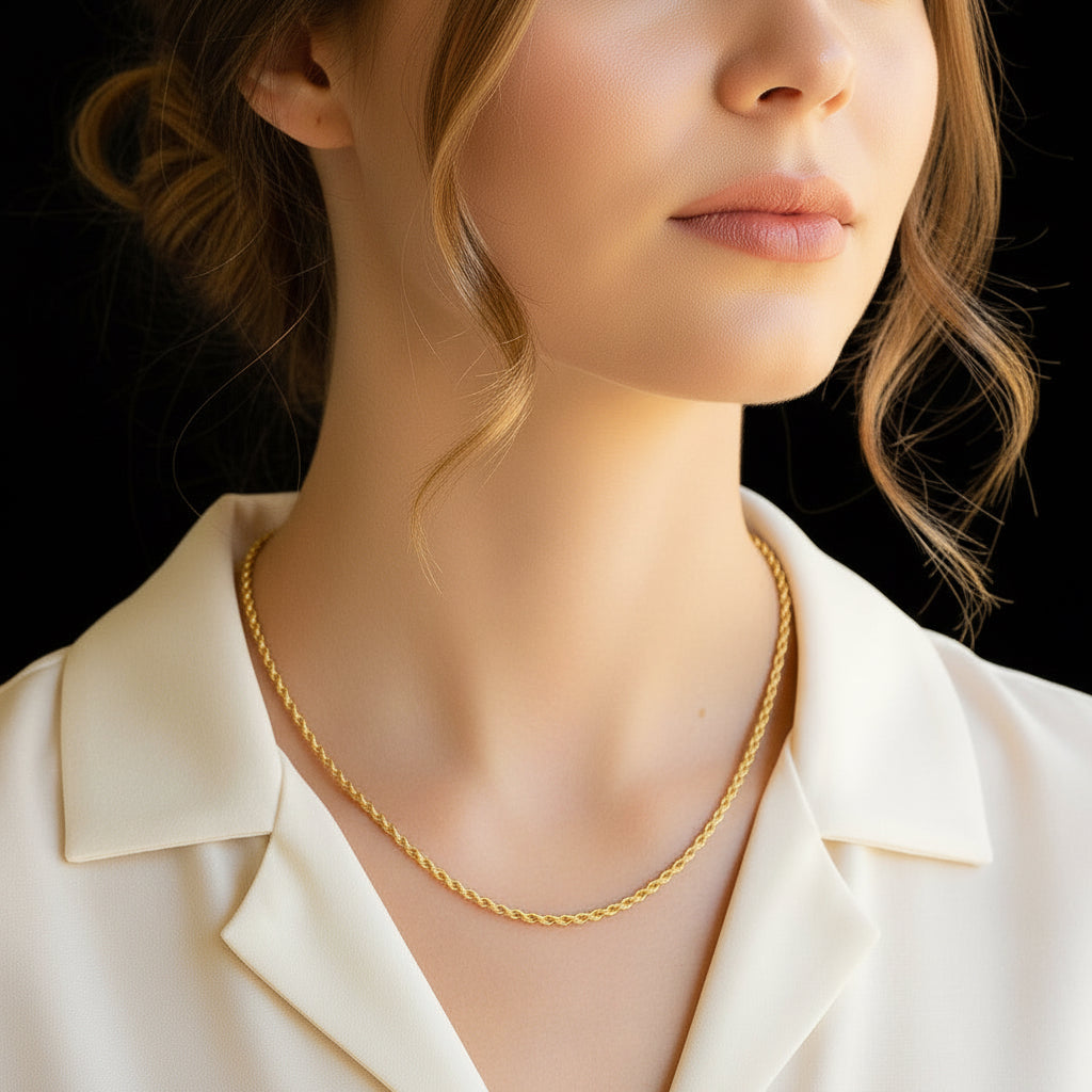 10k Yellow Gold Solid Diamond Cut Rope Chain