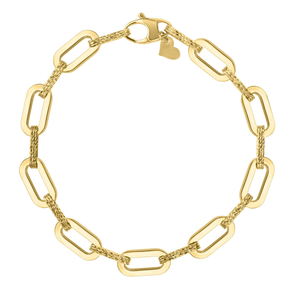 14k Yellow Gold Diamante Paperclip Chain Bracelet