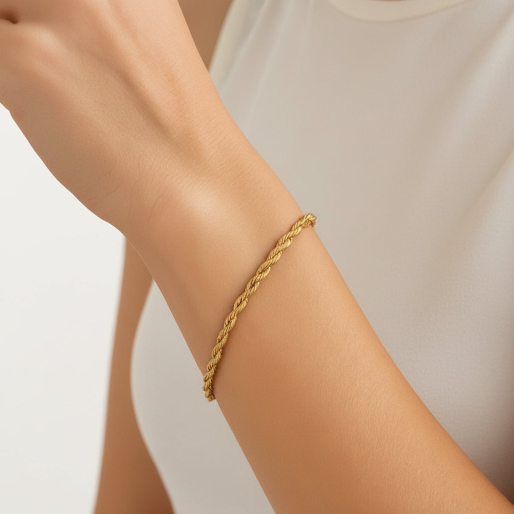 Silk Rope Chain Bracelet in 14k Yellow Gold