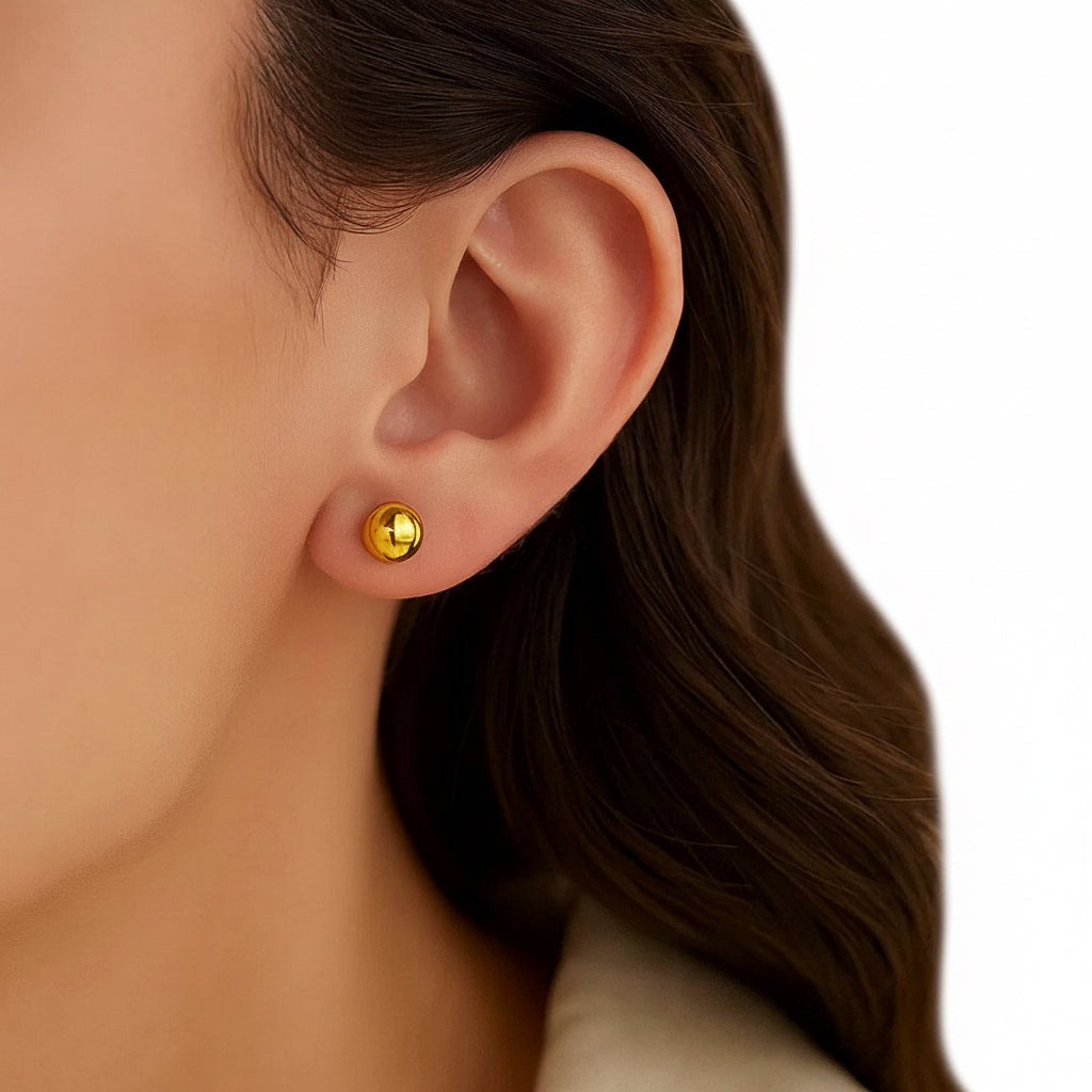 14k Yellow Gold Round Motif Stud Earrings