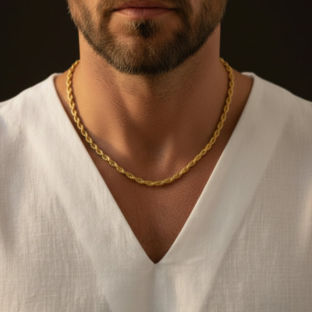 10K Yellow Gold Hollow Diamond Cut Rope Chain