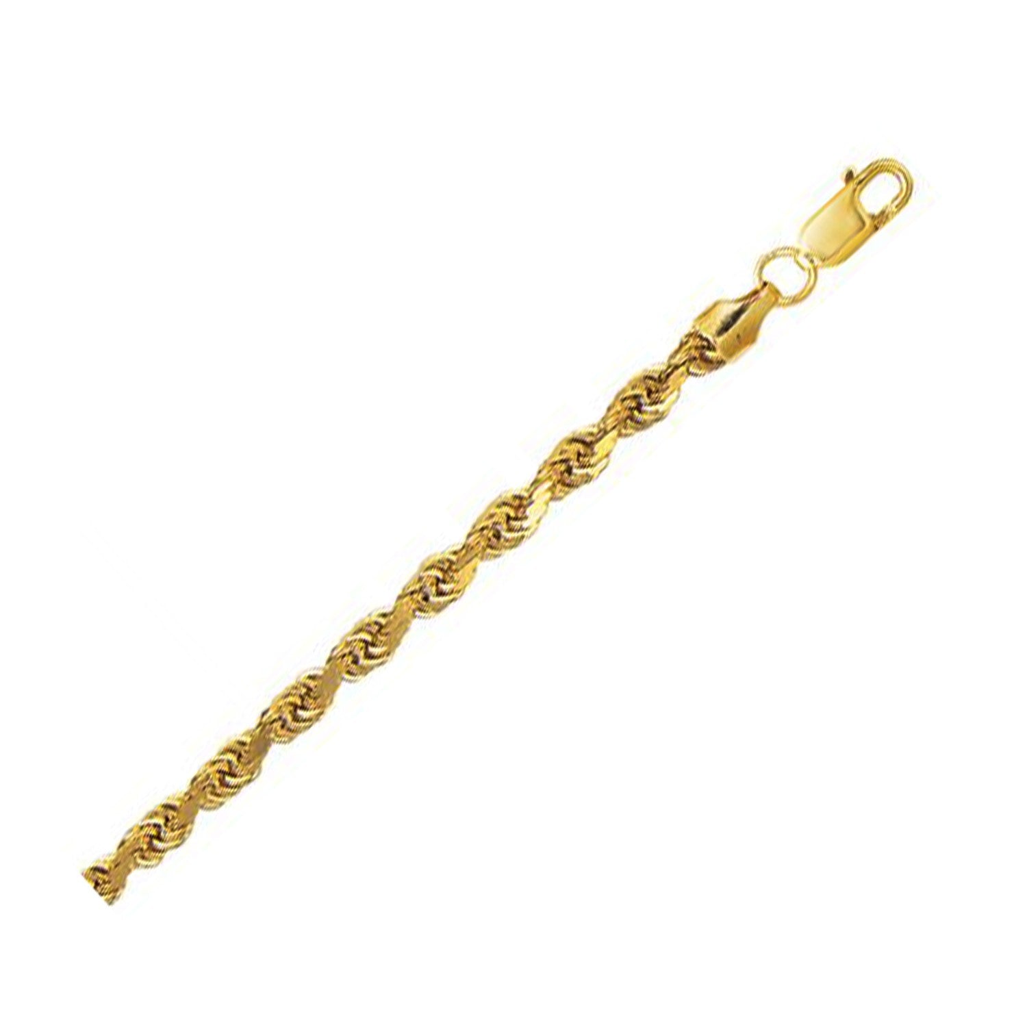 10K Yellow Gold Hollow Diamond Cut Rope Chain