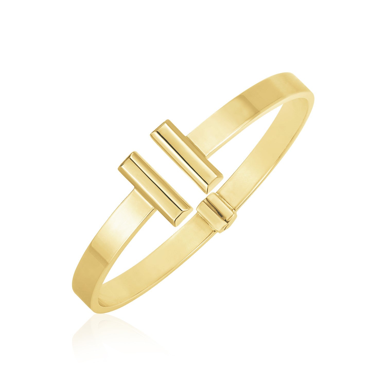 14k Yellow Gold High Polish Bar Cuff Bangle