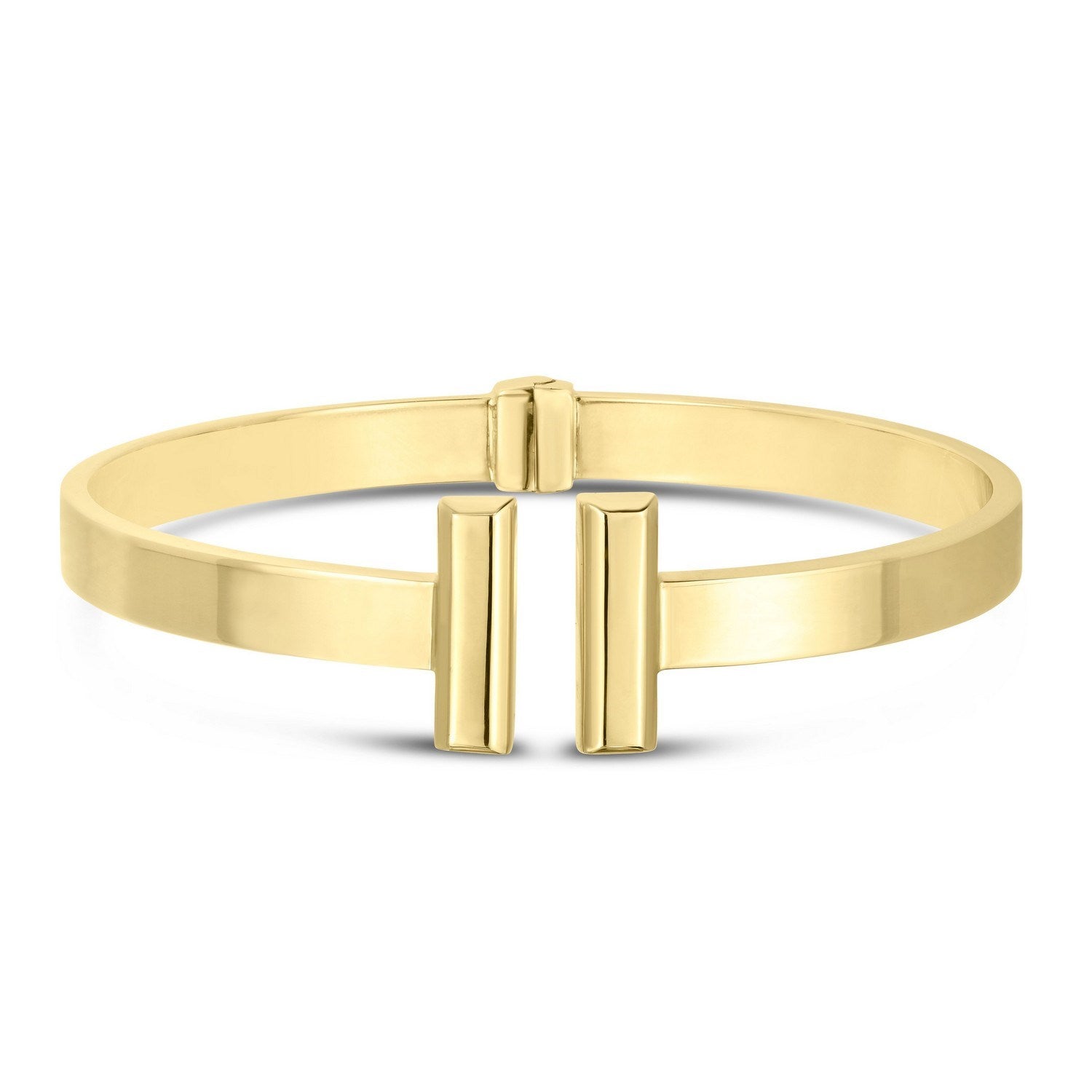 14k Yellow Gold High Polish Bar Cuff Bangle