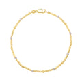 Two Tone Bar and Bead Bracelet in 14K Gold